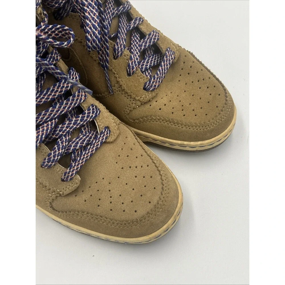 Nike Dunk High Sky Hi Brown Suede Filbert Sz 8 528899-201 Hidden Wedge Lace Up